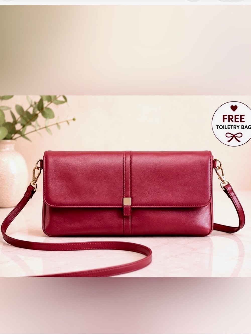 Naturalizer Red Leather Foldover Crossbody Bag New Strap